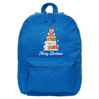 Merry Bookmas Books Pine Tree Funny Reading Lover Christmas Gift 16 in Basic Backpack
