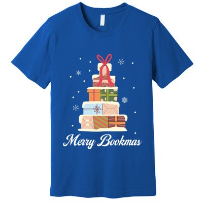 Merry Bookmas Books Pine Tree Funny Reading Lover Christmas Gift Premium T-Shirt