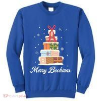 Merry Bookmas Books Pine Tree Funny Reading Lover Christmas Gift Tall Sweatshirt