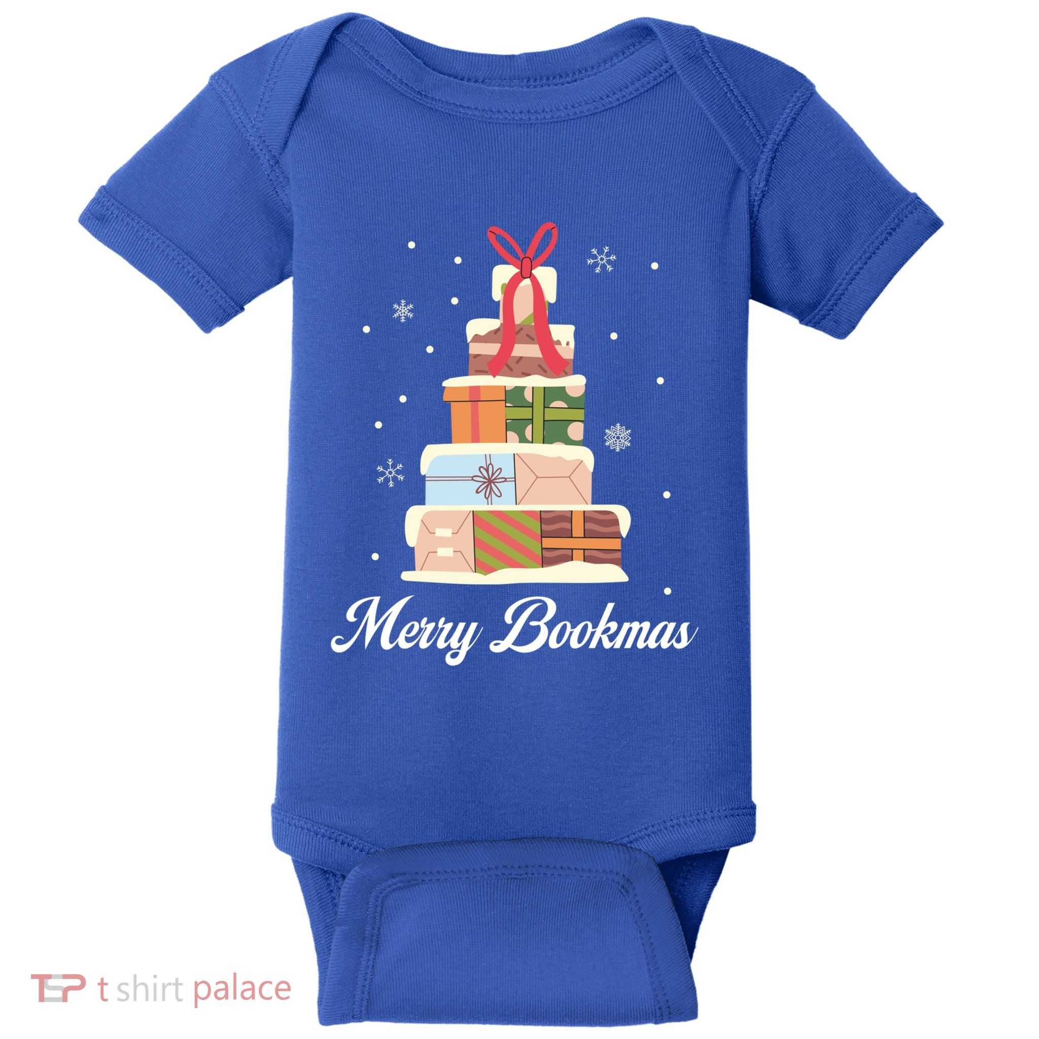 Merry Bookmas Books Pine Tree Funny Reading Lover Christmas Gift Baby Bodysuit