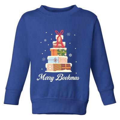 Merry Bookmas Books Pine Tree Funny Reading Lover Christmas Gift Toddler Sweatshirt