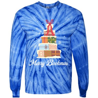 Merry Bookmas Books Pine Tree Funny Reading Lover Christmas Gift Tie-Dye Long Sleeve Shirt