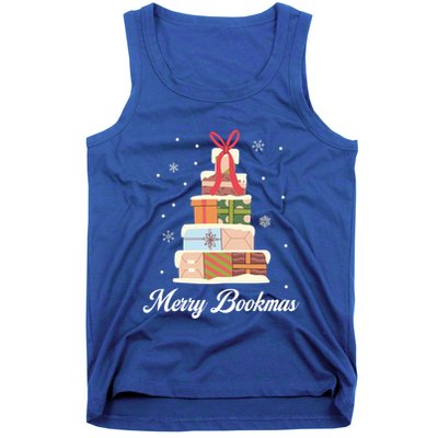 Merry Bookmas Books Pine Tree Funny Reading Lover Christmas Gift Tank Top