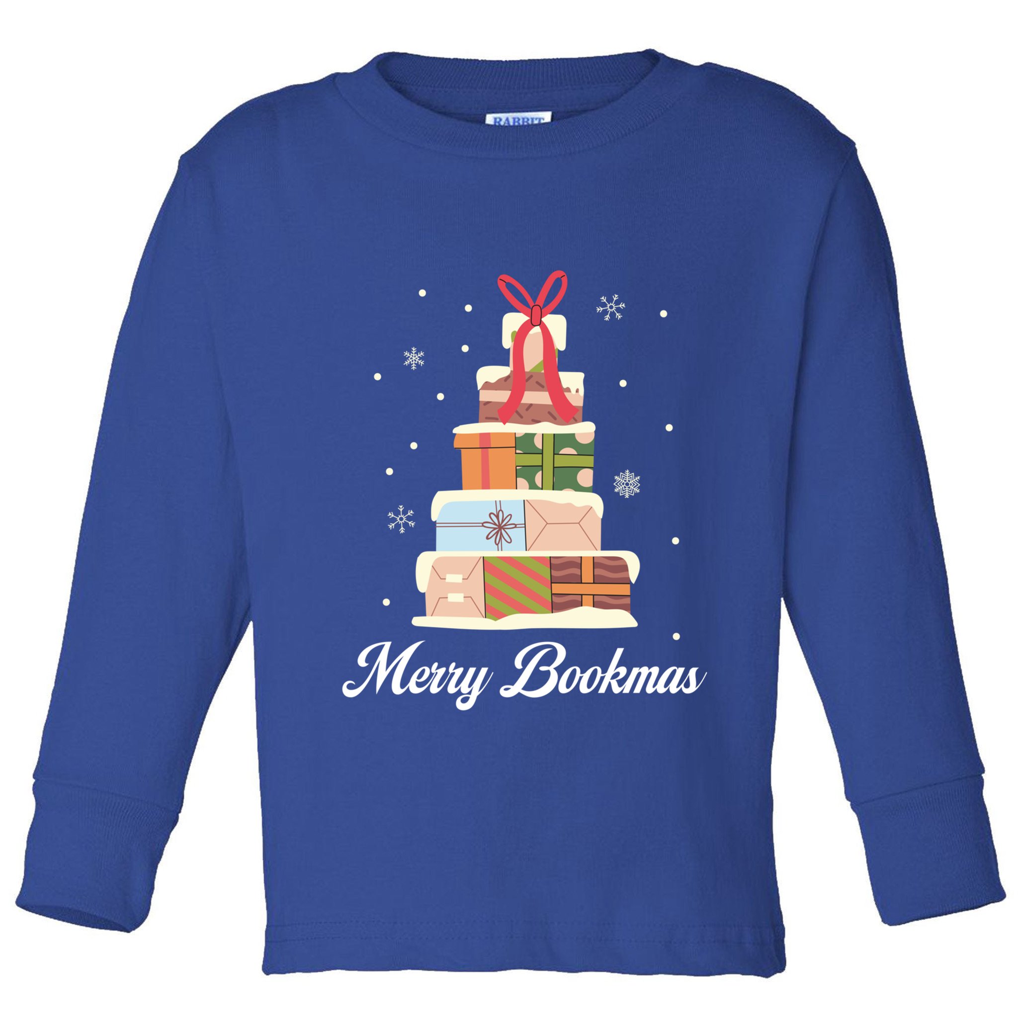 Merry Bookmas Books Pine Tree Funny Reading Lover Christmas Gift Toddler Long Sleeve Shirt