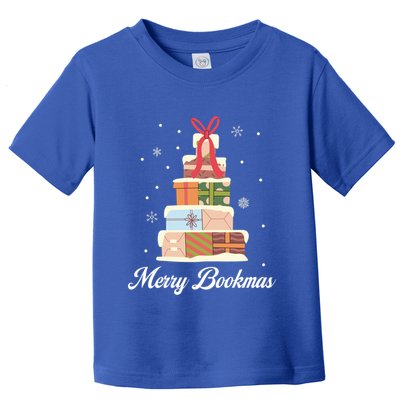 Merry Bookmas Books Pine Tree Funny Reading Lover Christmas Gift Toddler T-Shirt
