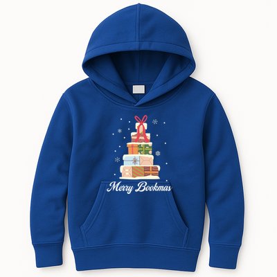 Merry Bookmas Books Pine Tree Funny Reading Lover Christmas Gift Kids Hoodie