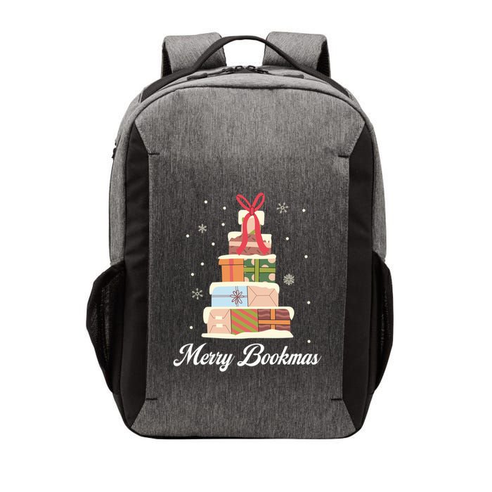 Merry Bookmas Books Pine Tree Funny Reading Lover Christmas Gift Vector Backpack
