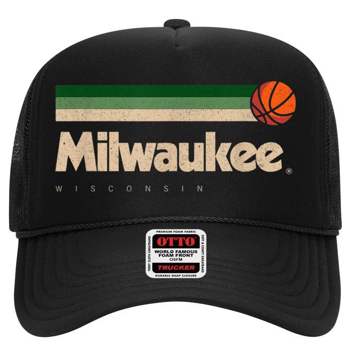 Mil.wau.kee Basketball B-Ball City Wisconsin Retro Mil.wau.kee High Crown Mesh Back Trucker Hat