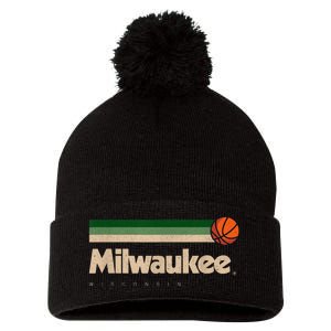 Mil.wau.kee Basketball B-Ball City Wisconsin Retro Mil.wau.kee Pom Pom 12in Knit Beanie