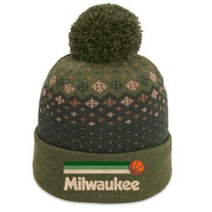 Mil.wau.kee Basketball B-Ball City Wisconsin Retro Mil.wau.kee The Baniff Cuffed Pom Beanie