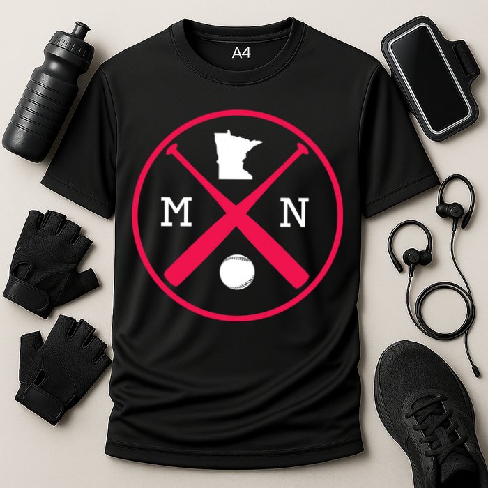 Minnesota Baseball Bats Team Cooling Performance Crew T-Shirt