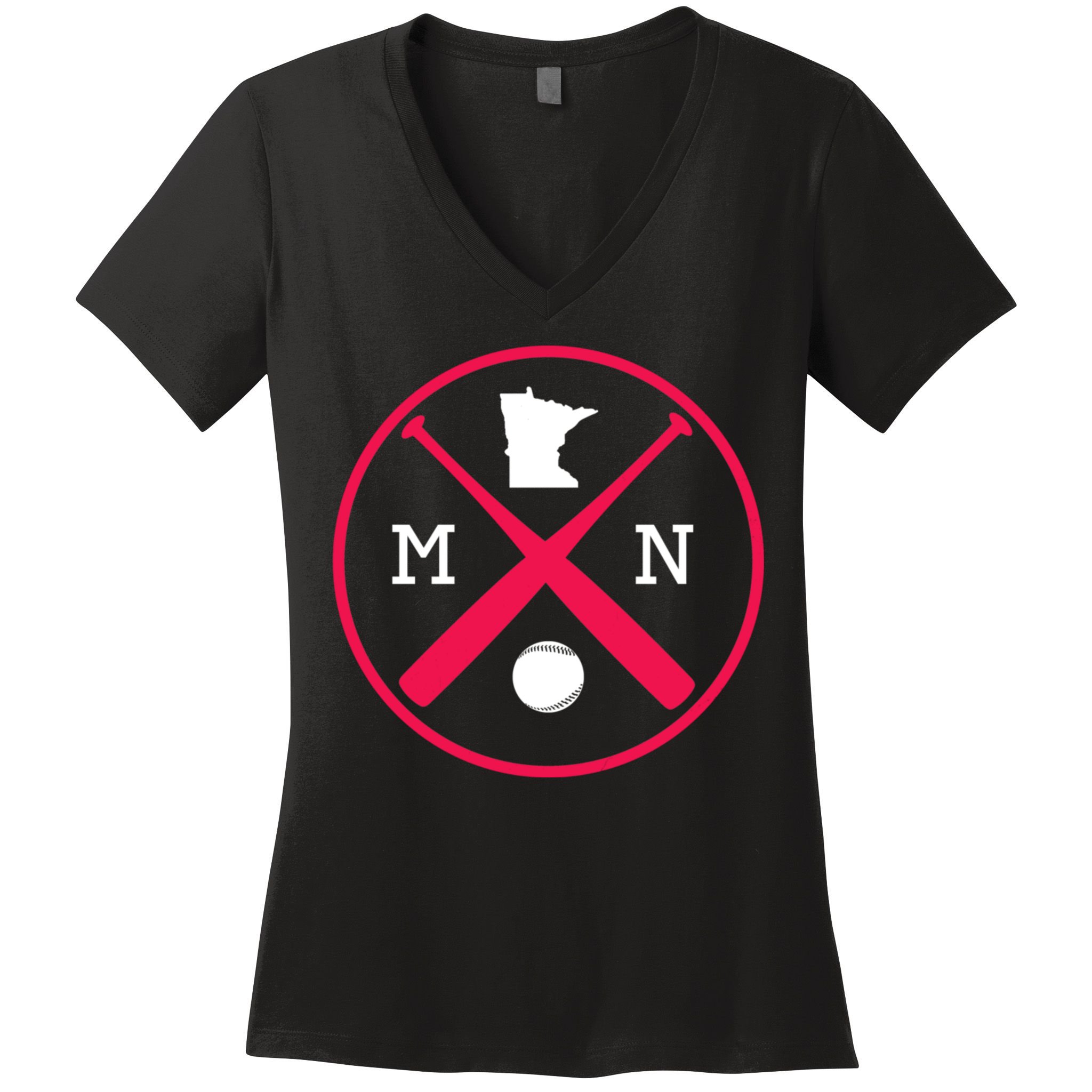 Minnesota Baseball Bats Team Women's V-Neck T-Shirt