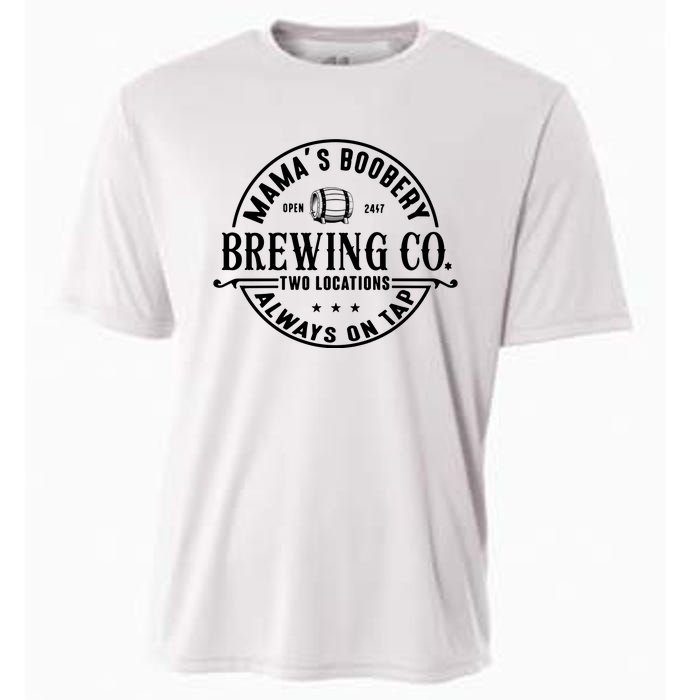 Mama's Boobery Brewing Co Two Locations Always On Tap Breastfeeding Mam Cooling Performance Crew T-Shirt