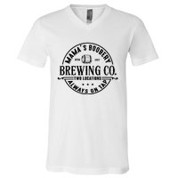 Mama's Boobery Brewing Co Two Locations Always On Tap Breastfeeding Mam V-Neck T-Shirt