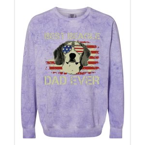 Men Best Beagle Dad Ever T Dog Lover American Flag Gift Colorblast Crewneck Sweatshirt