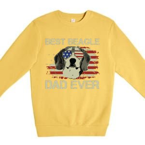 Men Best Beagle Dad Ever T Dog Lover American Flag Gift Premium Crewneck Sweatshirt