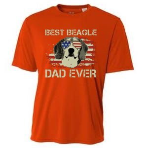 Men Best Beagle Dad Ever T Dog Lover American Flag Gift Cooling Performance Crew T-Shirt