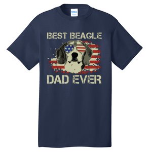 Men Best Beagle Dad Ever T Dog Lover American Flag Gift Tall T-Shirt