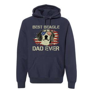 Men Best Beagle Dad Ever T Dog Lover American Flag Gift Premium Hoodie