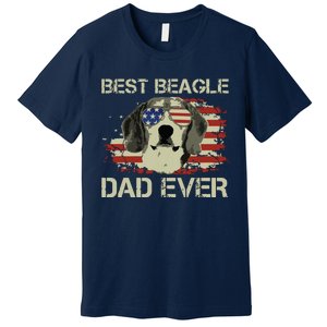 Men Best Beagle Dad Ever T Dog Lover American Flag Gift Premium T-Shirt