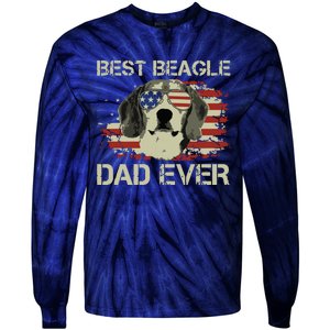 Men Best Beagle Dad Ever T Dog Lover American Flag Gift Tie-Dye Long Sleeve Shirt