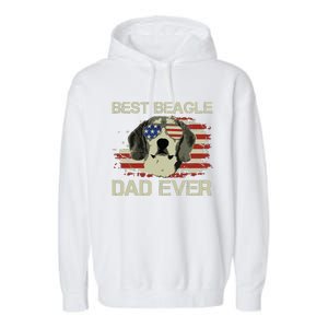 Men Best Beagle Dad Ever T Dog Lover American Flag Gift Garment-Dyed Fleece Hoodie