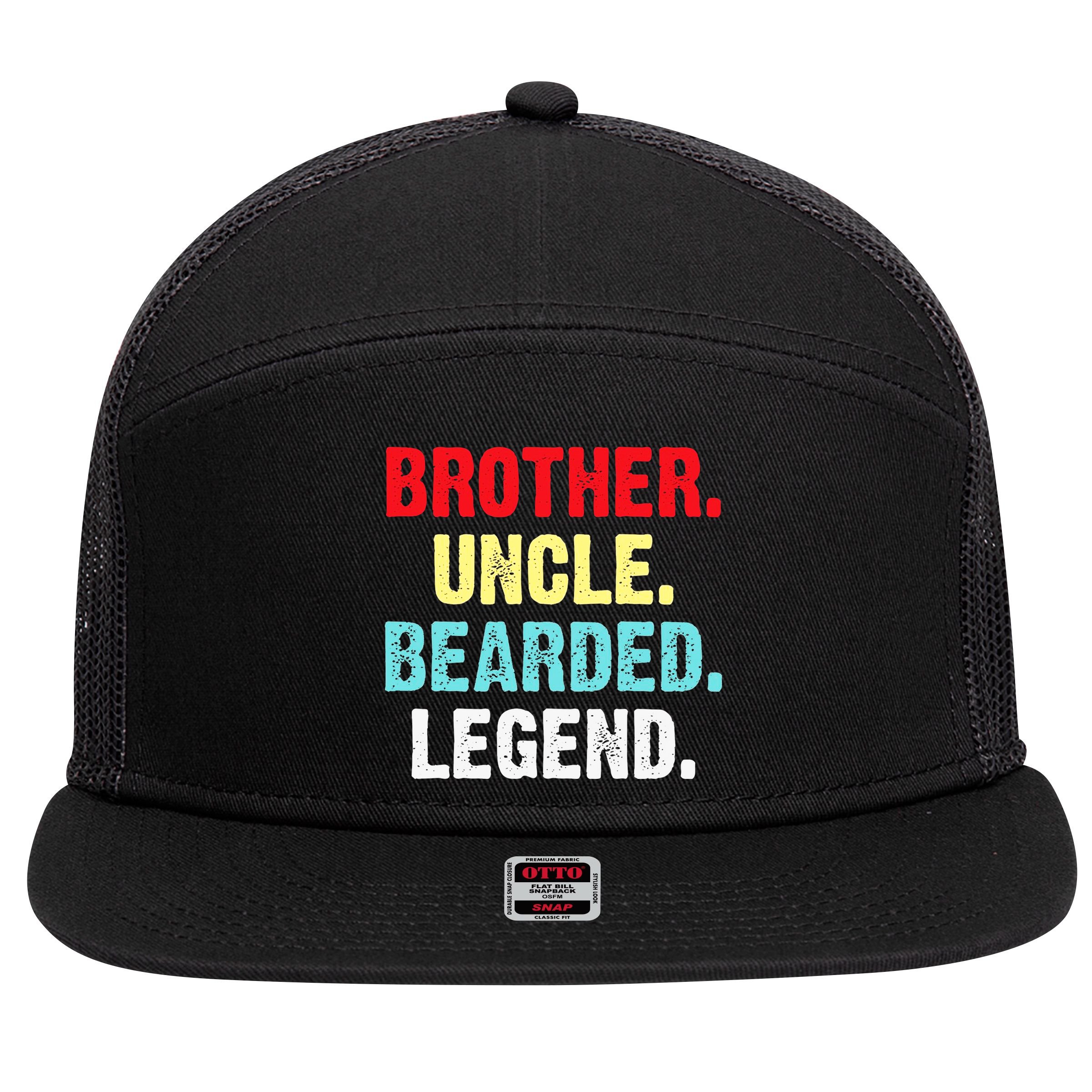 Men Bearded Brother Uncle Beard Legend 7 Panel Mesh Trucker Snapback Hat