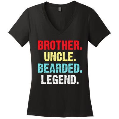 Men Bearded Brother Uncle Beard Legend Women's V-Neck T-Shirt