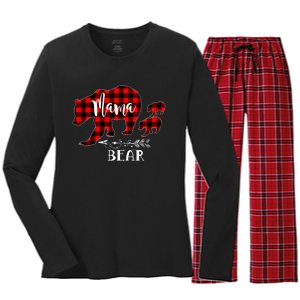 Mama Bear Buffalo Red Plaid Christmas Pajama Family Outfits Women's Long Sleeve Flannel Pajama Set 