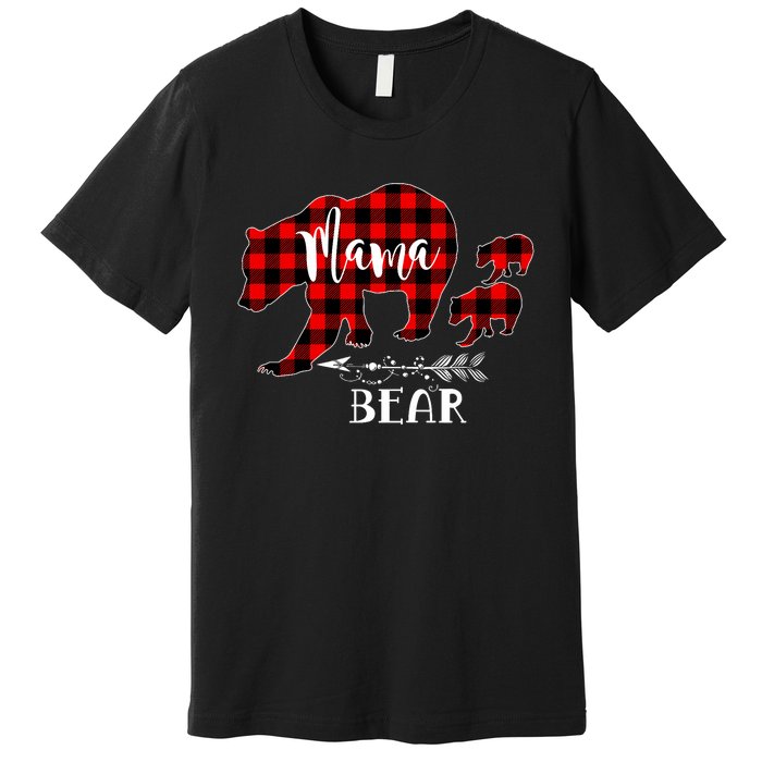 Mama Bear Buffalo Red Plaid Christmas Pajama Family Outfits Premium T-Shirt