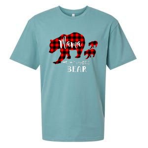 Mama Bear Buffalo Red Plaid Christmas Pajama Family Outfits Sueded Cloud Jersey T-Shirt