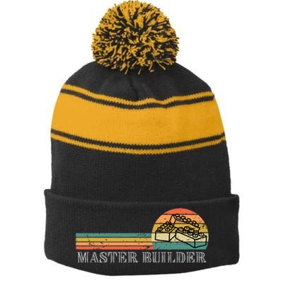 Master Builder Block Building Birthday Gift Stripe Pom Pom Beanie