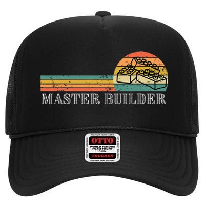 Master Builder Block Building Birthday Gift High Crown Mesh Back Trucker Hat