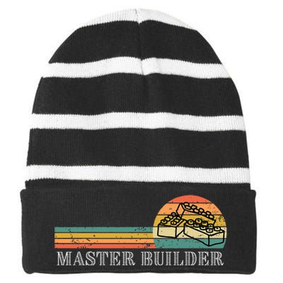 Master Builder Block Building Birthday Gift Striped Beanie with Solid Band