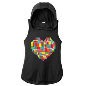 Master Builder Block Brick Building Heart Valentines Day Ladies PosiCharge Tri-Blend Wicking Draft Hoodie Tank