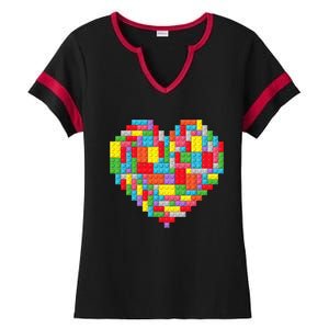 Master Builder Block Brick Building Heart Valentines Day Ladies Halftime Notch Neck Tee