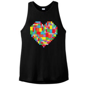 Master Builder Block Brick Building Heart Valentines Day Ladies PosiCharge Tri-Blend Wicking Tank