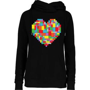 Master Builder Block Brick Building Heart Valentines Day Womens Funnel Neck Pullover Hood