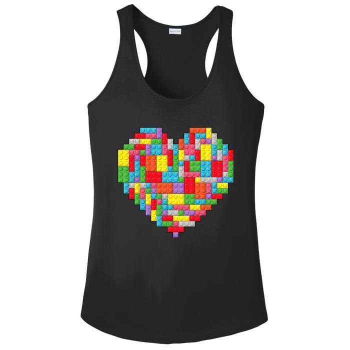 Master Builder Block Brick Building Heart Valentines Day Ladies PosiCharge Competitor Racerback Tank