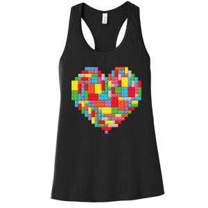 Master Builder Block Brick Building Heart Valentines Day Women's Racerback Tank