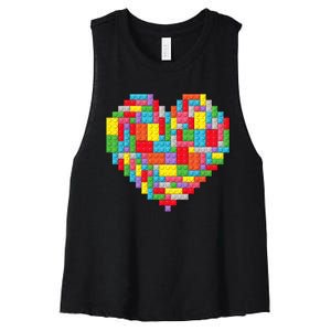 Master Builder Block Brick Building Heart Valentines Day Women's Racerback Cropped Tank