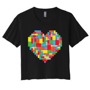 Master Builder Block Brick Building Heart Valentines Day Women's Crop Top Tee