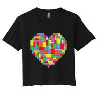 Master Builder Block Brick Building Heart Valentines Day Women's Crop Top Tee