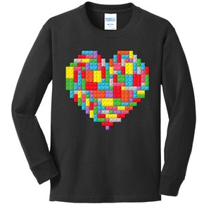 Master Builder Block Brick Building Heart Valentines Day Kids Long Sleeve Shirt