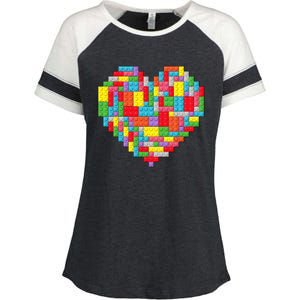 Master Builder Block Brick Building Heart Valentines Day Enza Ladies Jersey Colorblock Tee