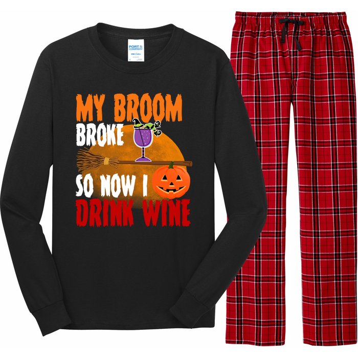 My Broom Broke So Now I Drink Wine Long Sleeve Pajama Set