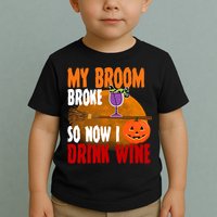 My Broom Broke So Now I Drink Wine Toddler T-Shirt