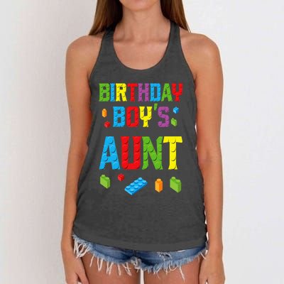 Master Builder Birthday  Aunt Building Bricks Blocks Women's Knotted Racerback Tank