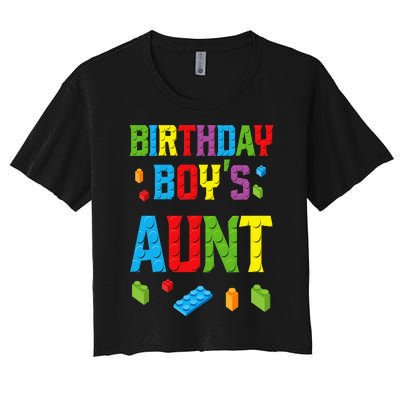 Master Builder Birthday  Aunt Building Bricks Blocks Women's Crop Top Tee