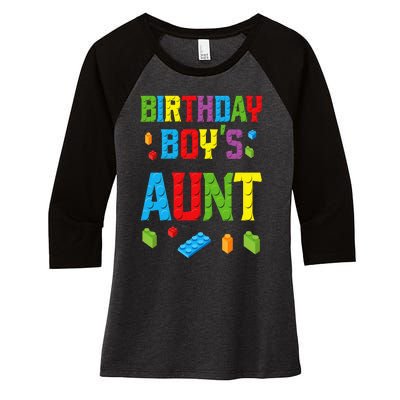 Master Builder Birthday  Aunt Building Bricks Blocks Women's Tri-Blend 3/4-Sleeve Raglan Shirt